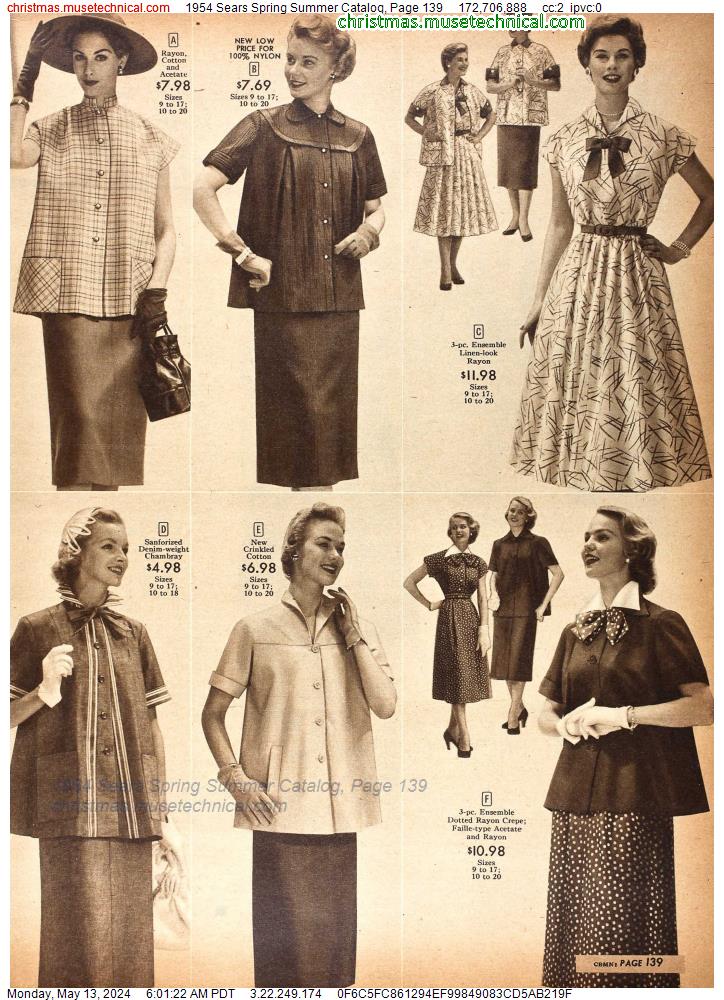 1954 Sears Spring Summer Catalog, Page 139