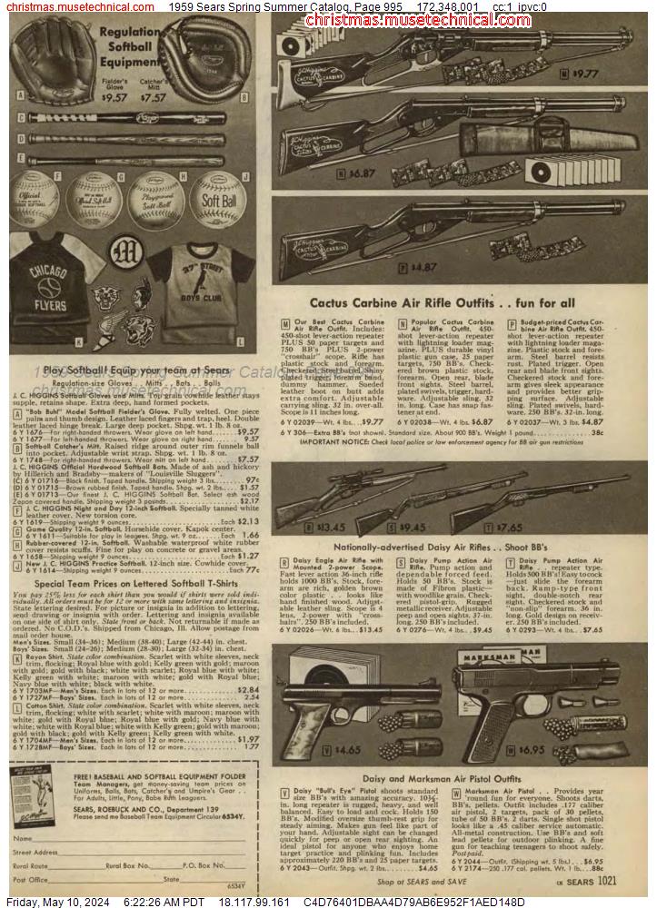 1959 Sears Spring Summer Catalog, Page 995