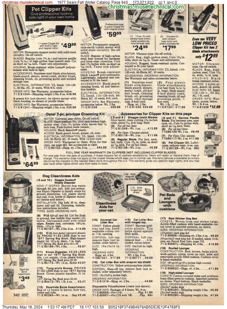 1977 Sears Fall Winter Catalog, Page 940