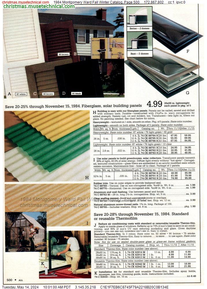 1984 Montgomery Ward Fall Winter Catalog, Page 500