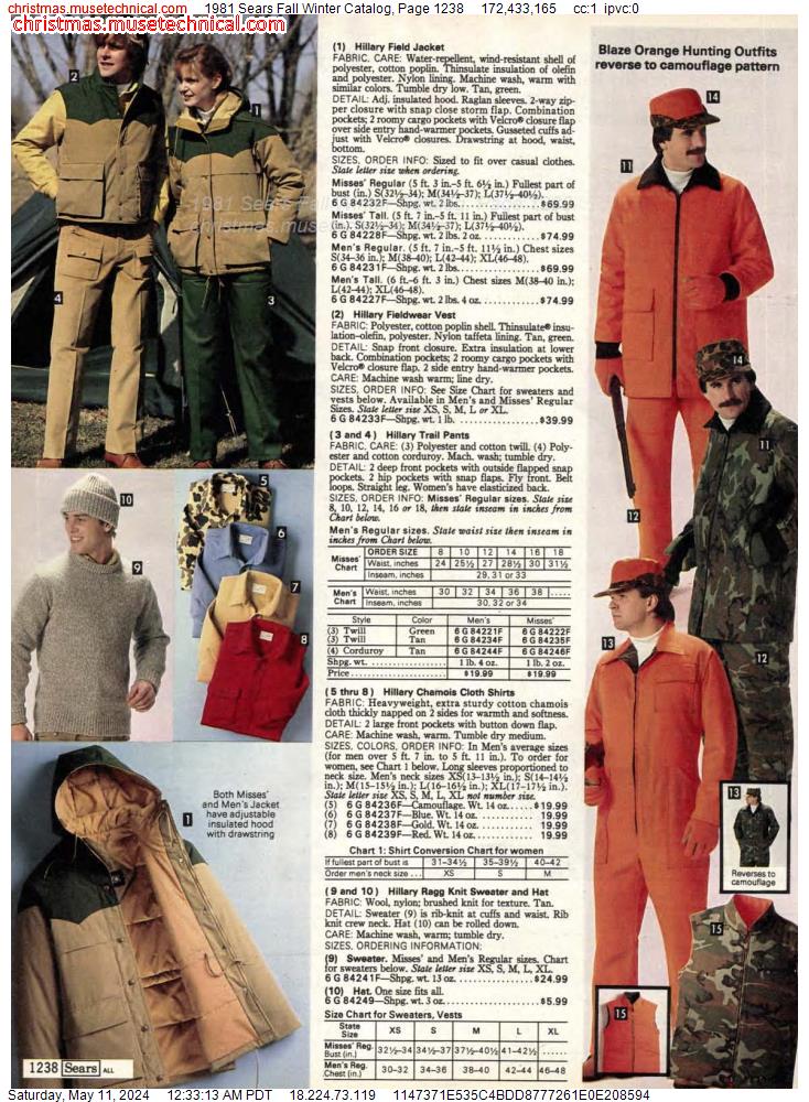 1981 Sears Fall Winter Catalog, Page 1238