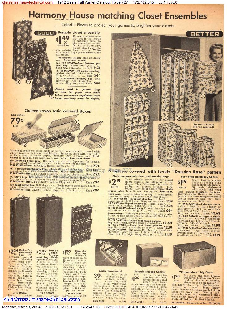 1942 Sears Fall Winter Catalog, Page 727