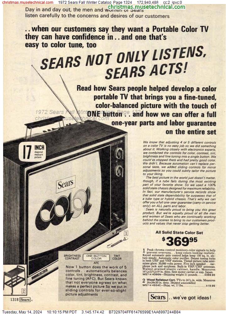 1972 Sears Fall Winter Catalog, Page 1324