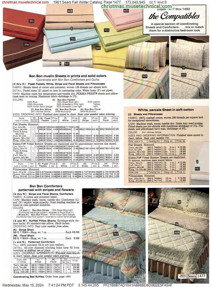 1981 Sears Fall Winter Catalog, Page 1477