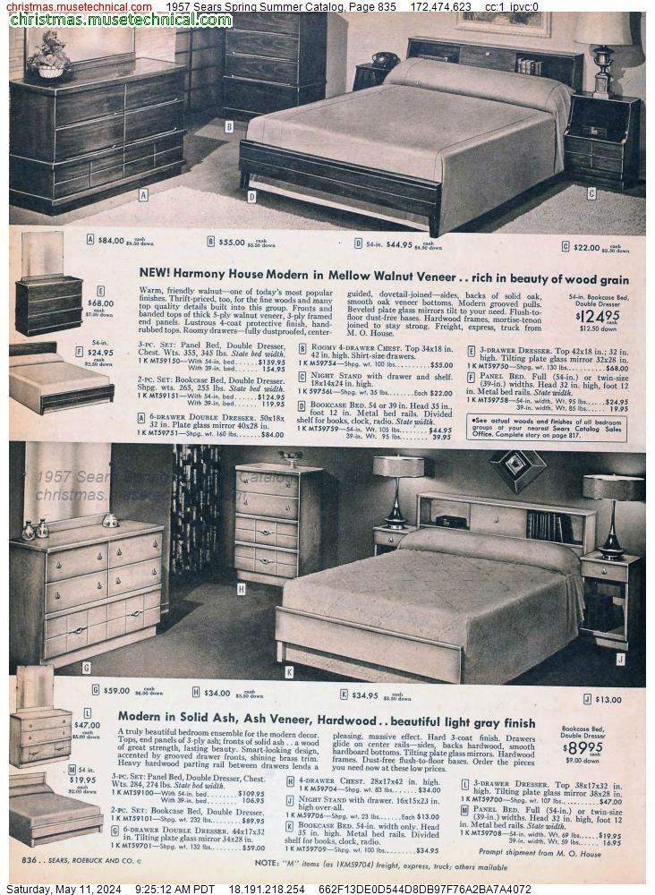1957 Sears Spring Summer Catalog, Page 835