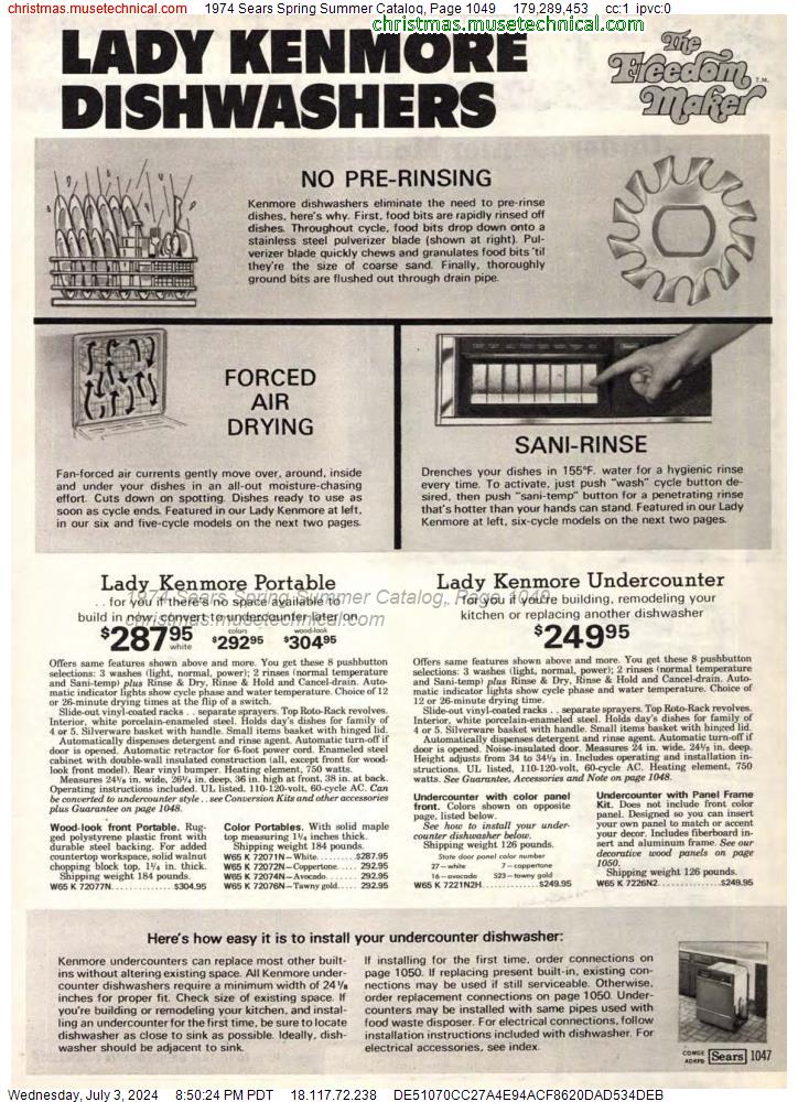 1974 Sears Spring Summer Catalog, Page 1049