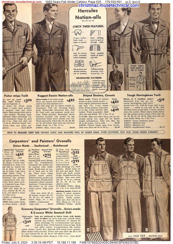 1955 Sears Fall Winter Catalog, Page 535