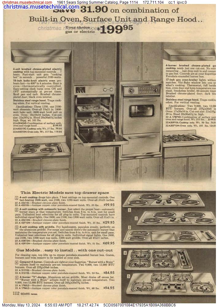 1961 Sears Spring Summer Catalog, Page 1114