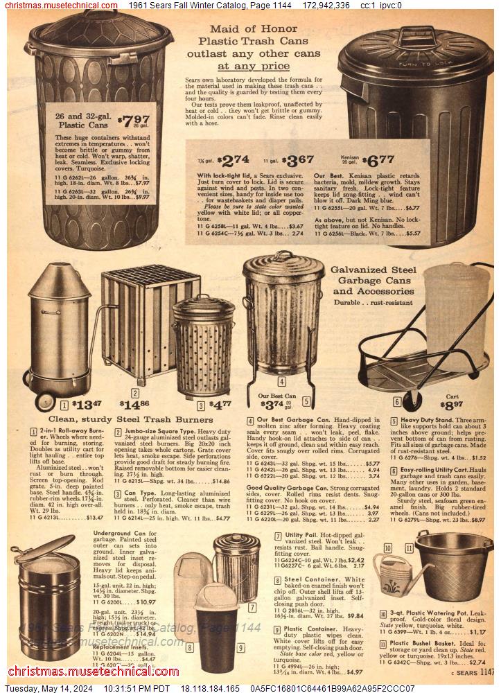 1961 Sears Fall Winter Catalog, Page 1144