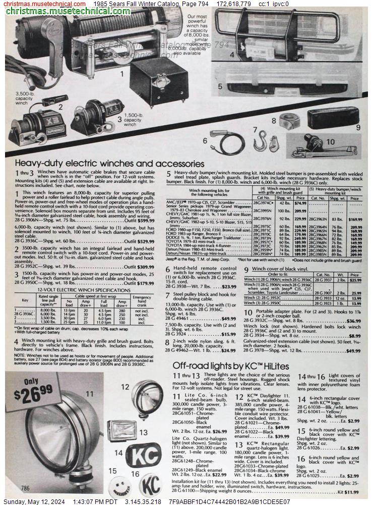 1985 Sears Fall Winter Catalog, Page 794