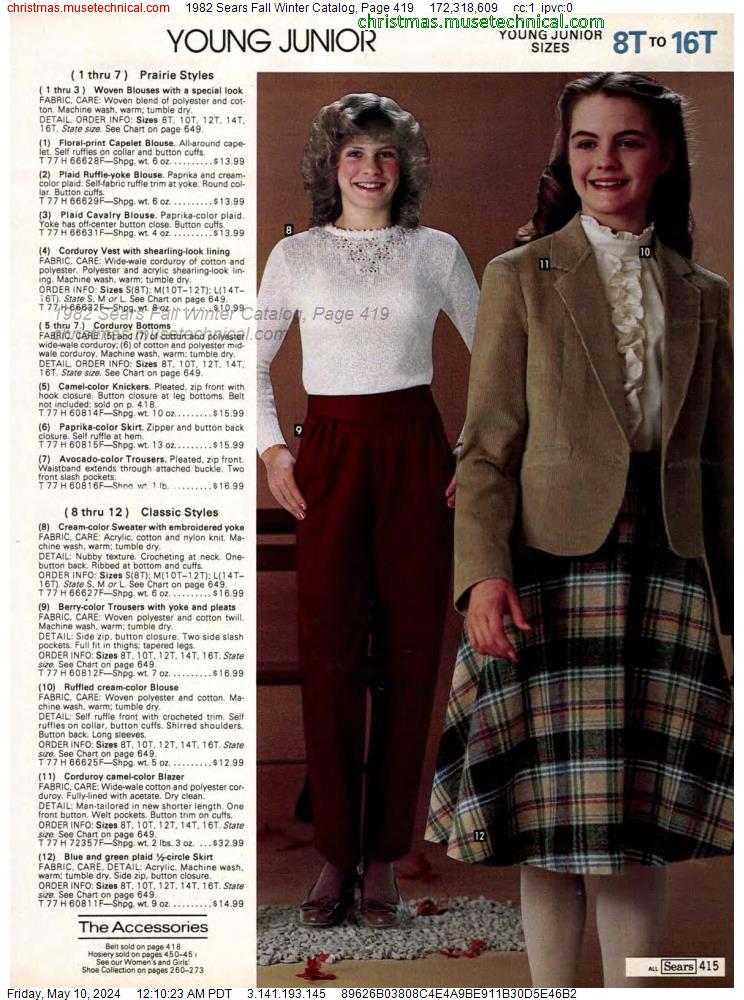 1982 Sears Fall Winter Catalog, Page 419