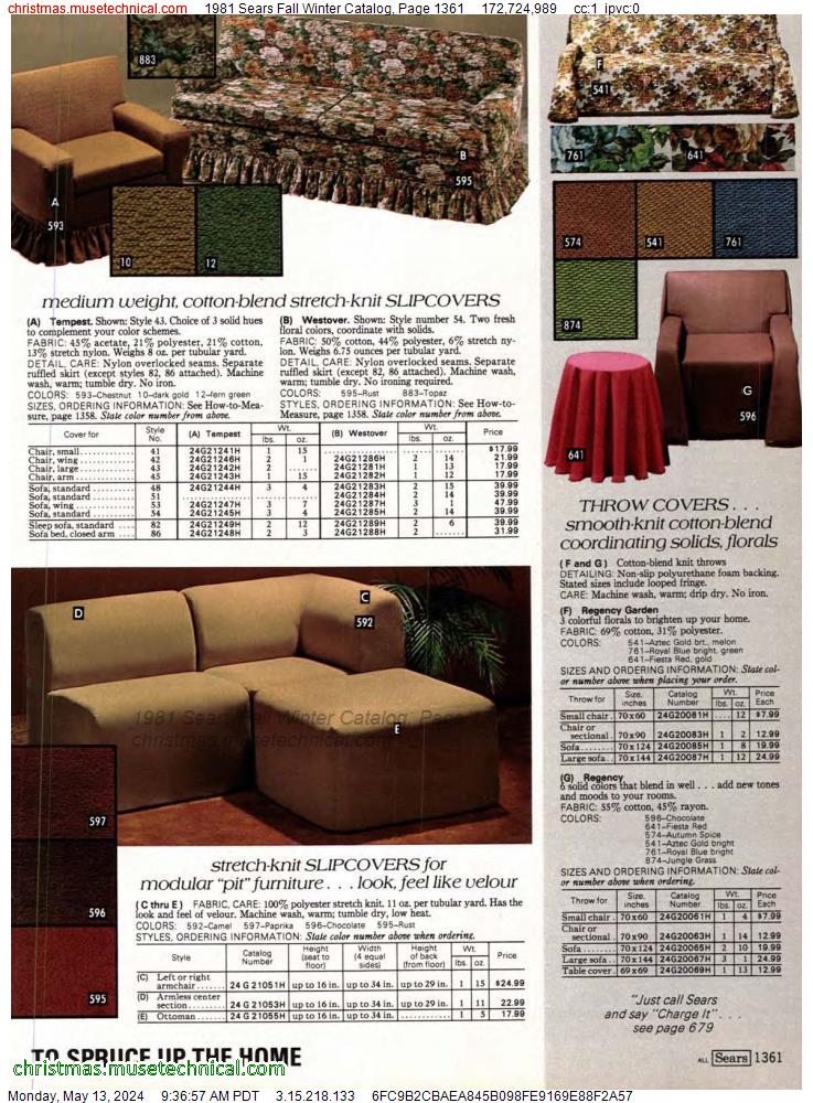 1981 Sears Fall Winter Catalog, Page 1361