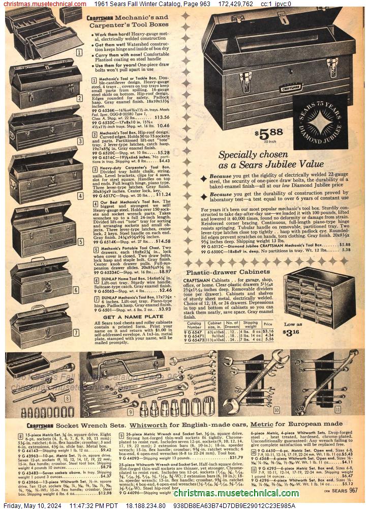1961 Sears Fall Winter Catalog, Page 963