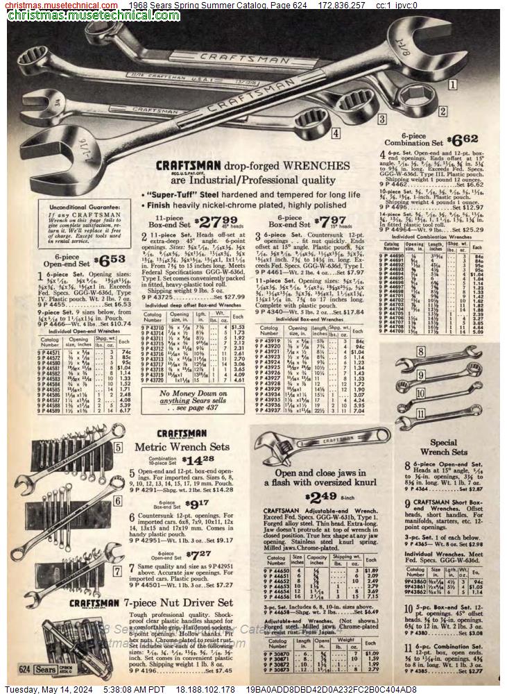 1968 Sears Spring Summer Catalog, Page 624