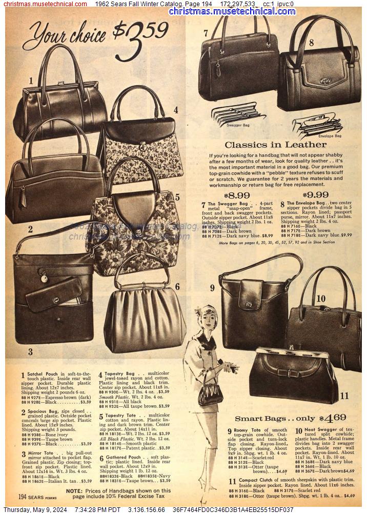 1962 Sears Fall Winter Catalog, Page 194