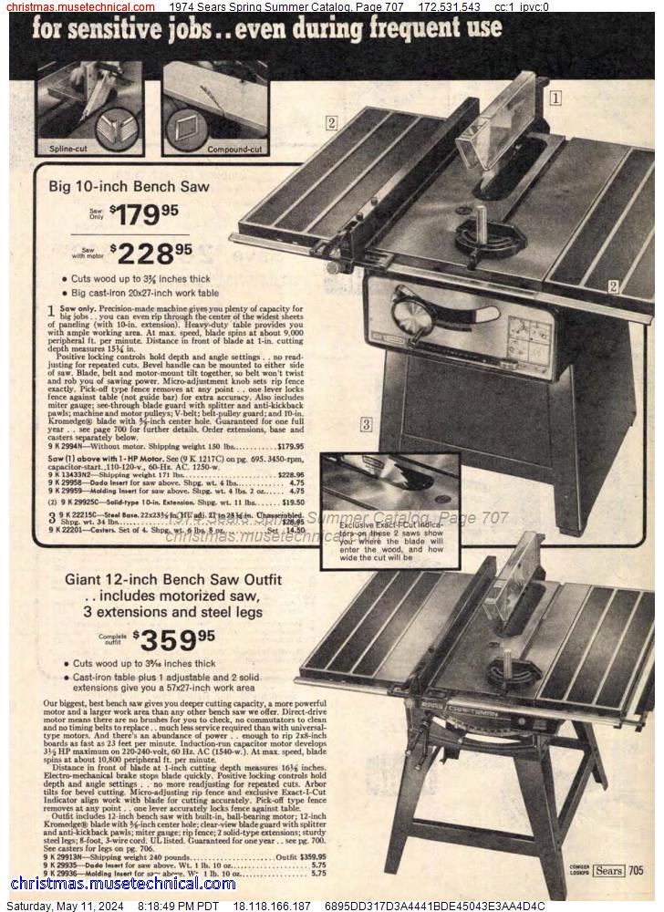 1974 Sears Spring Summer Catalog, Page 707