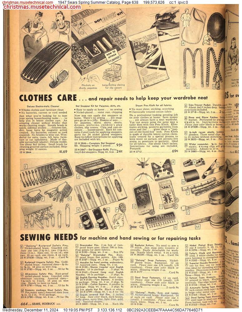 1947 Sears Spring Summer Catalog, Page 638