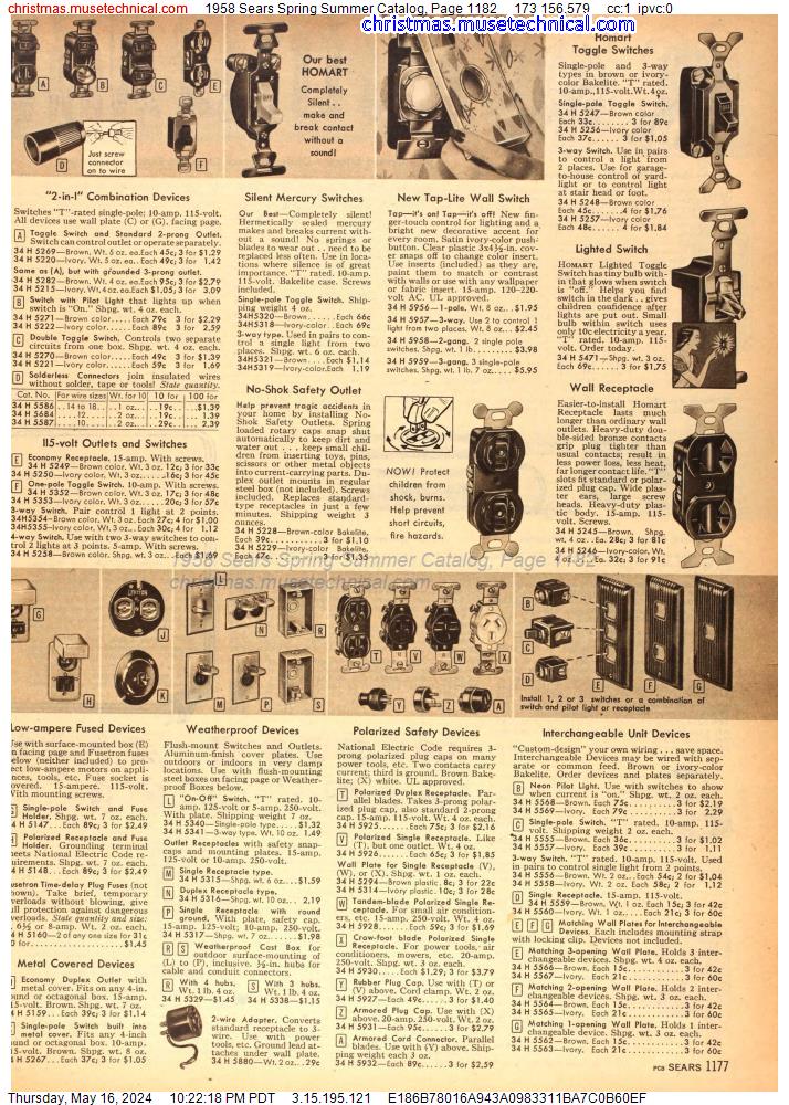 1958 Sears Spring Summer Catalog, Page 1182