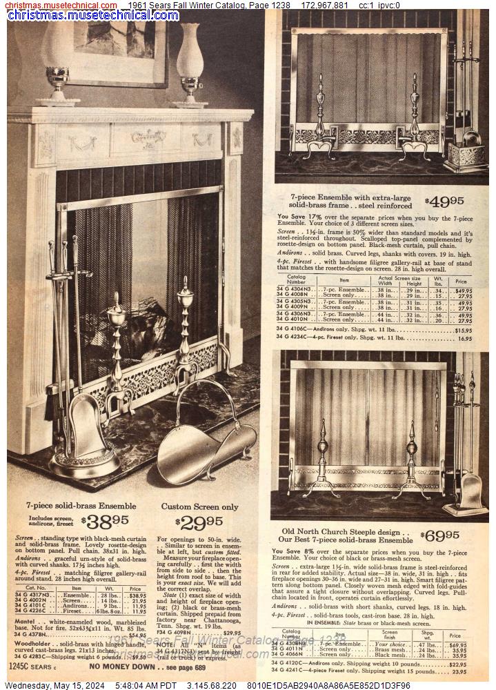 1961 Sears Fall Winter Catalog, Page 1238