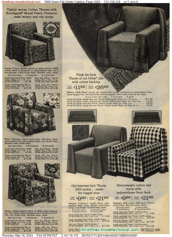 1968 Sears Fall Winter Catalog, Page 1025