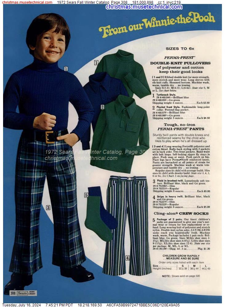 1972 Sears Fall Winter Catalog, Page 308
