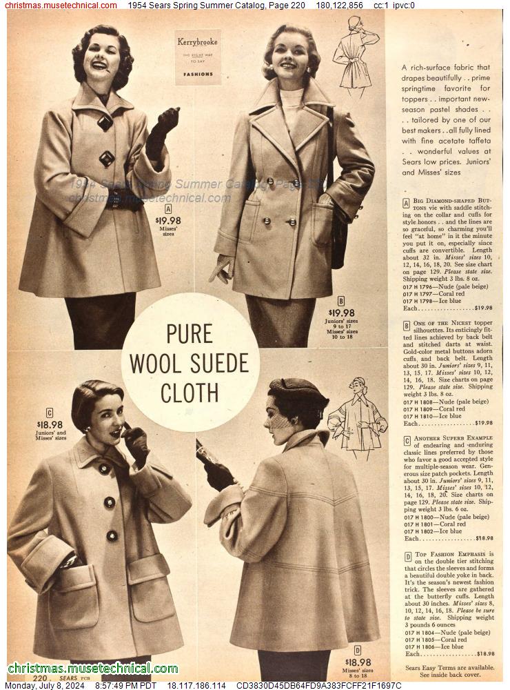 1954 Sears Spring Summer Catalog, Page 220
