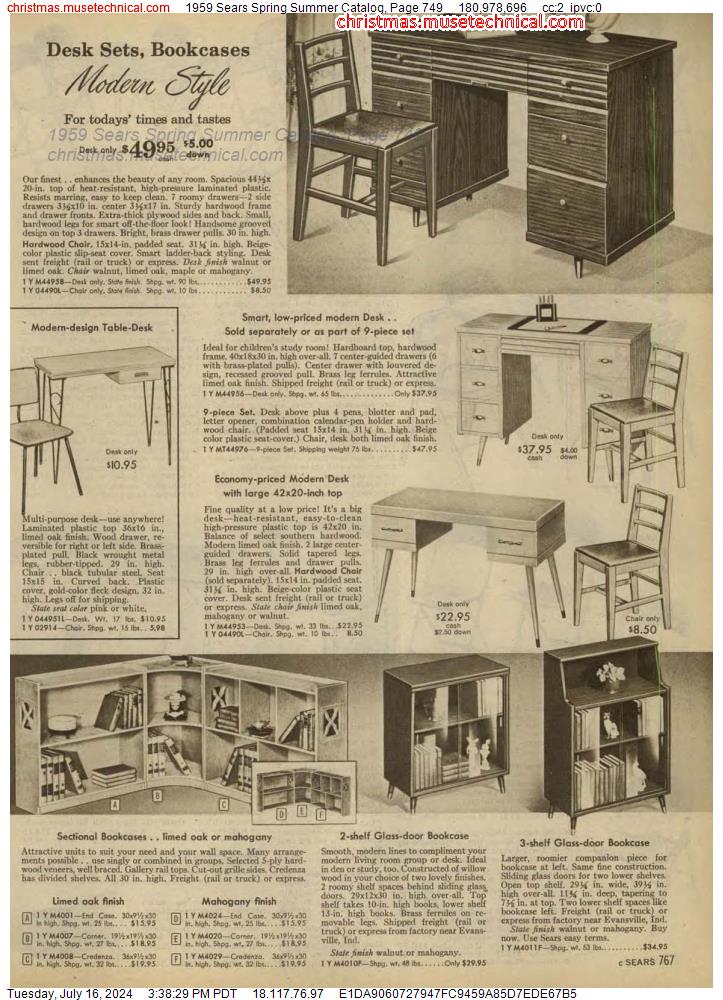 1959 Sears Spring Summer Catalog, Page 749