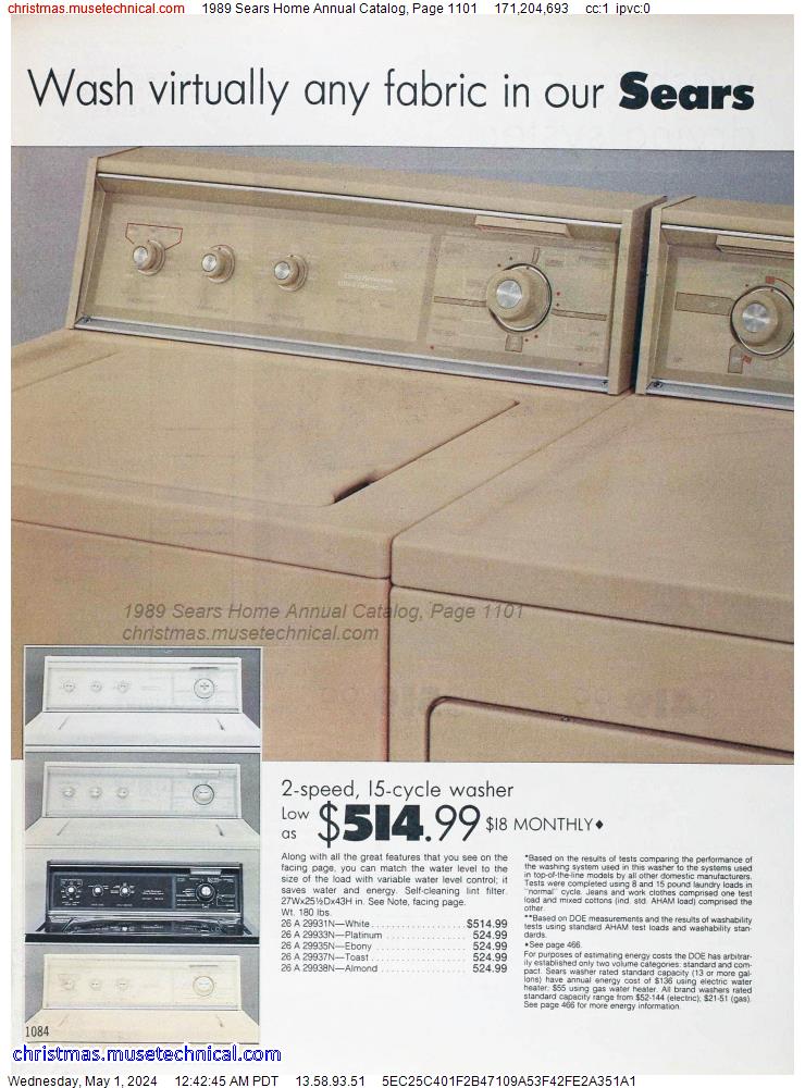 1989 Sears Home Annual Catalog, Page 1101