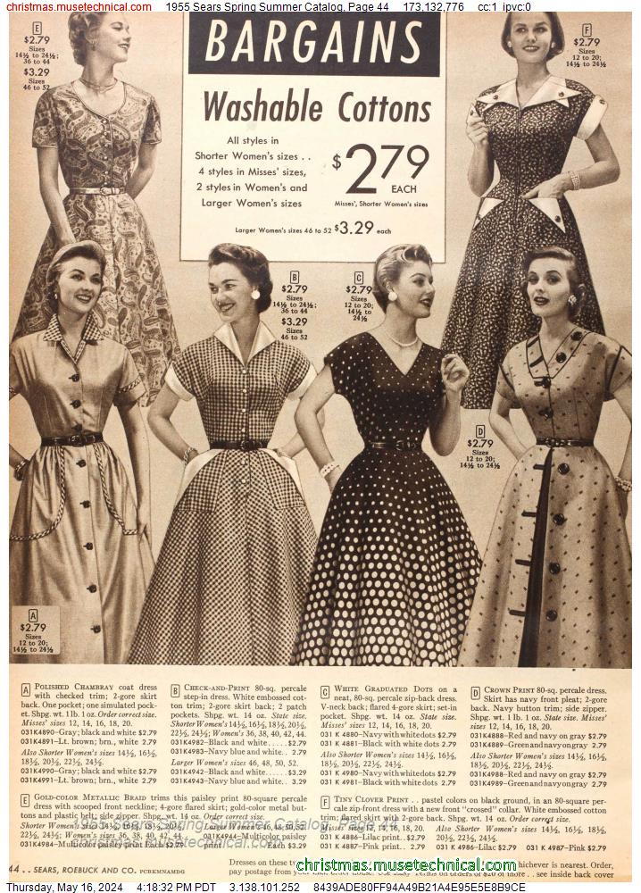 1955 Sears Spring Summer Catalog, Page 44