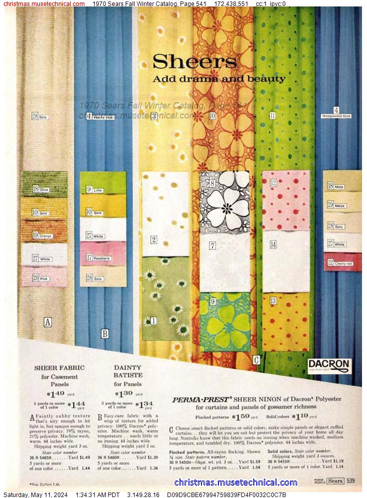 1970 Sears Fall Winter Catalog, Page 541