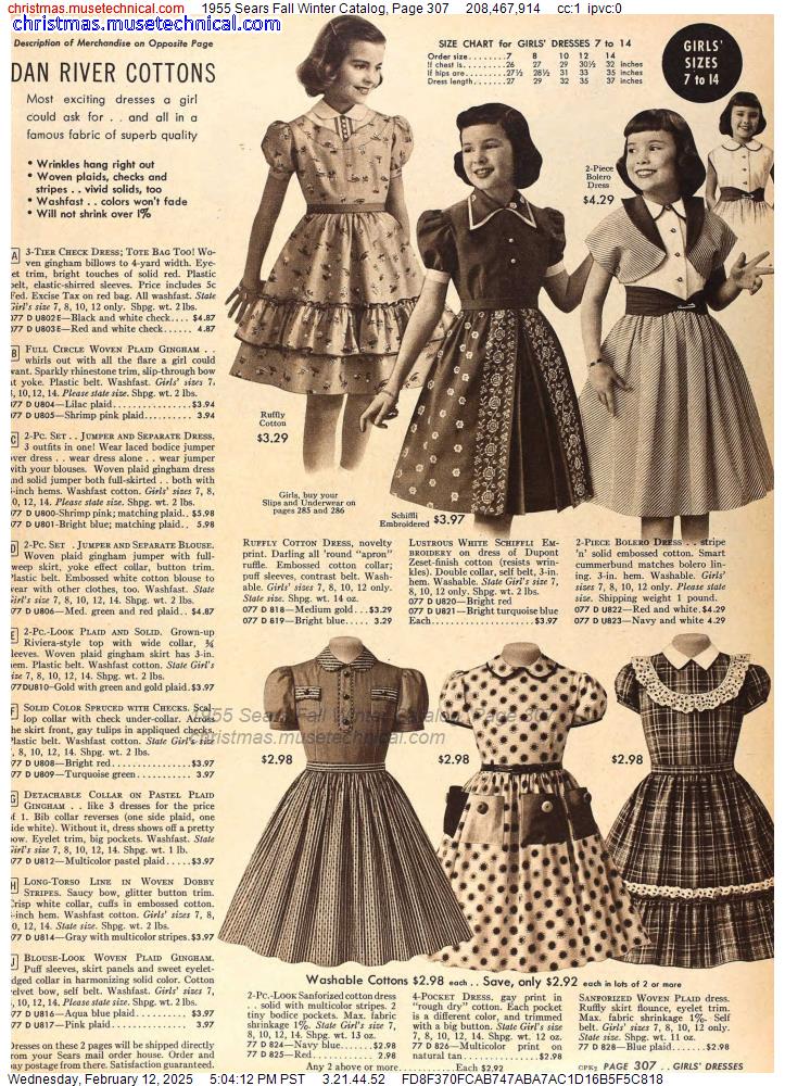 1955 Sears Fall Winter Catalog, Page 307