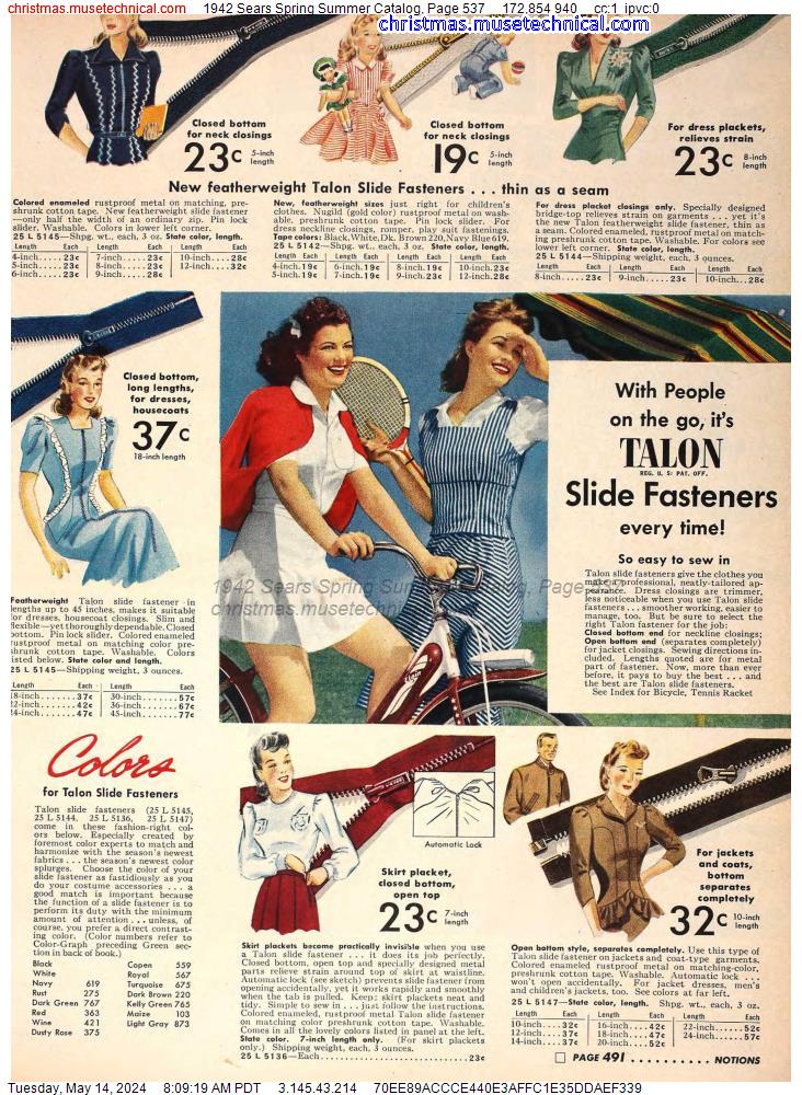 1942 Sears Spring Summer Catalog, Page 537