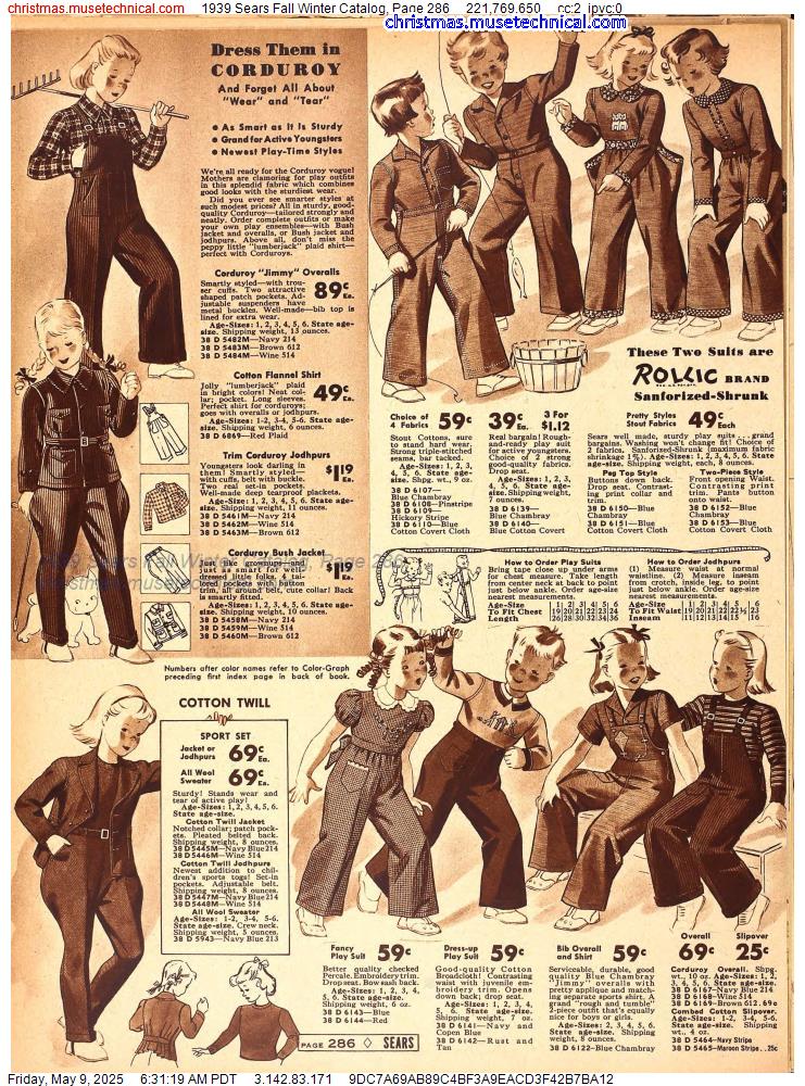 1939 Sears Fall Winter Catalog, Page 286