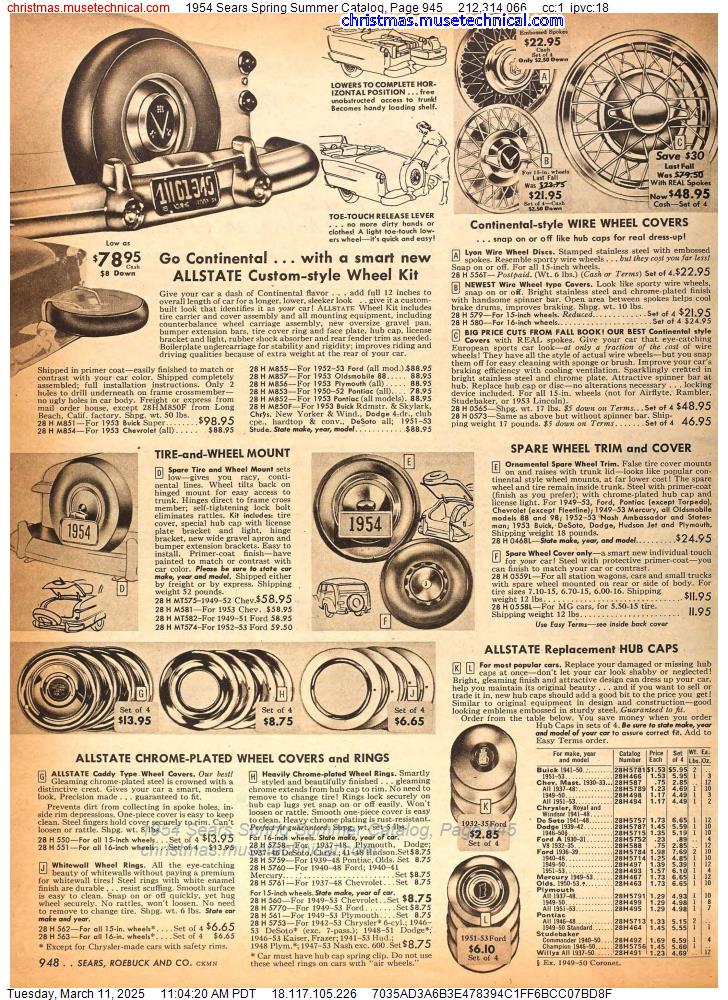 1954 Sears Spring Summer Catalog, Page 945