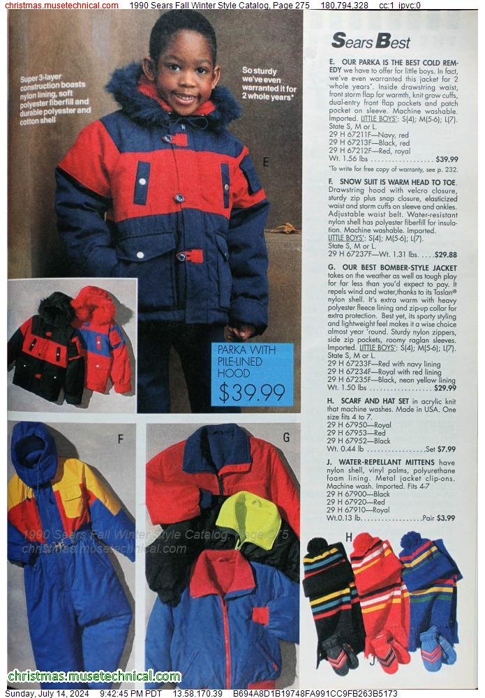 1990 Sears Fall Winter Style Catalog, Page 275