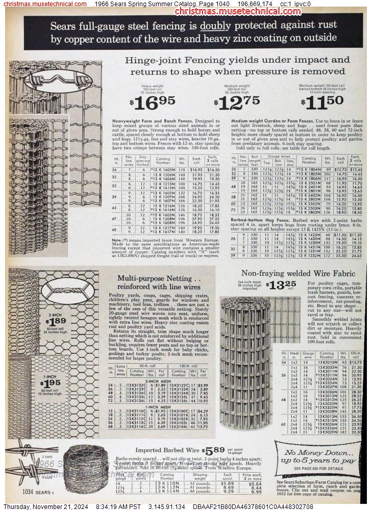 1966 Sears Spring Summer Catalog, Page 1040