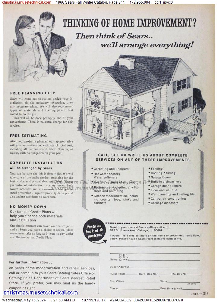 1966 Sears Fall Winter Catalog, Page 841