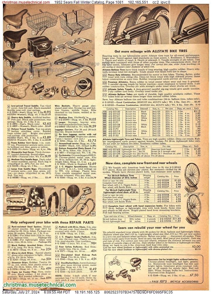 1952 Sears Fall Winter Catalog, Page 1081