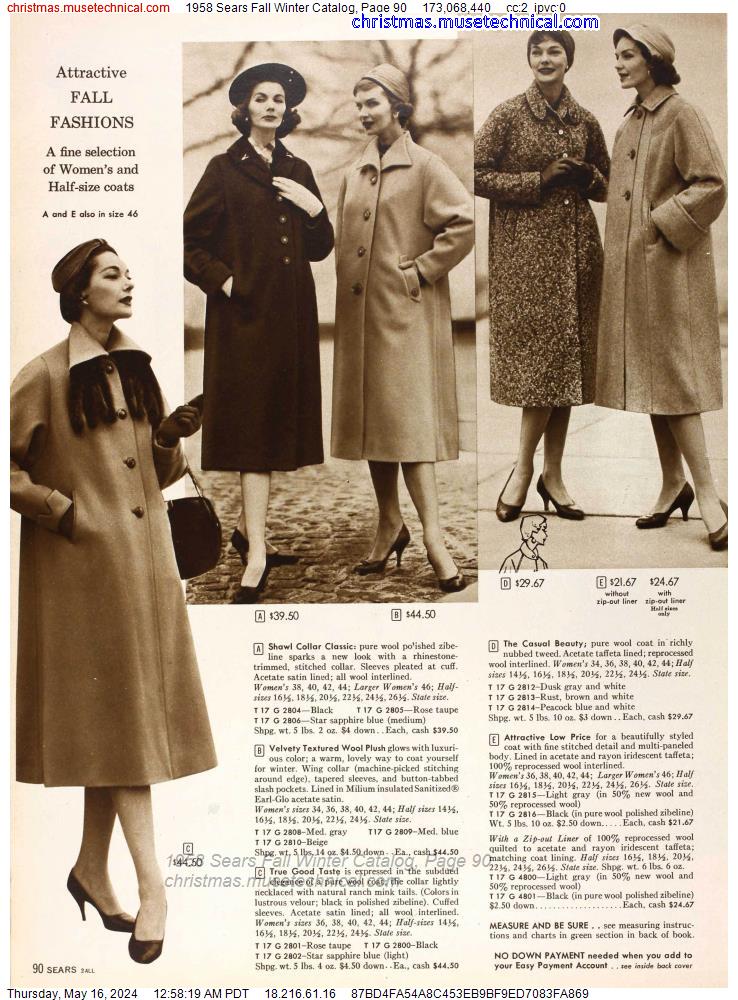 1958 Sears Fall Winter Catalog, Page 90