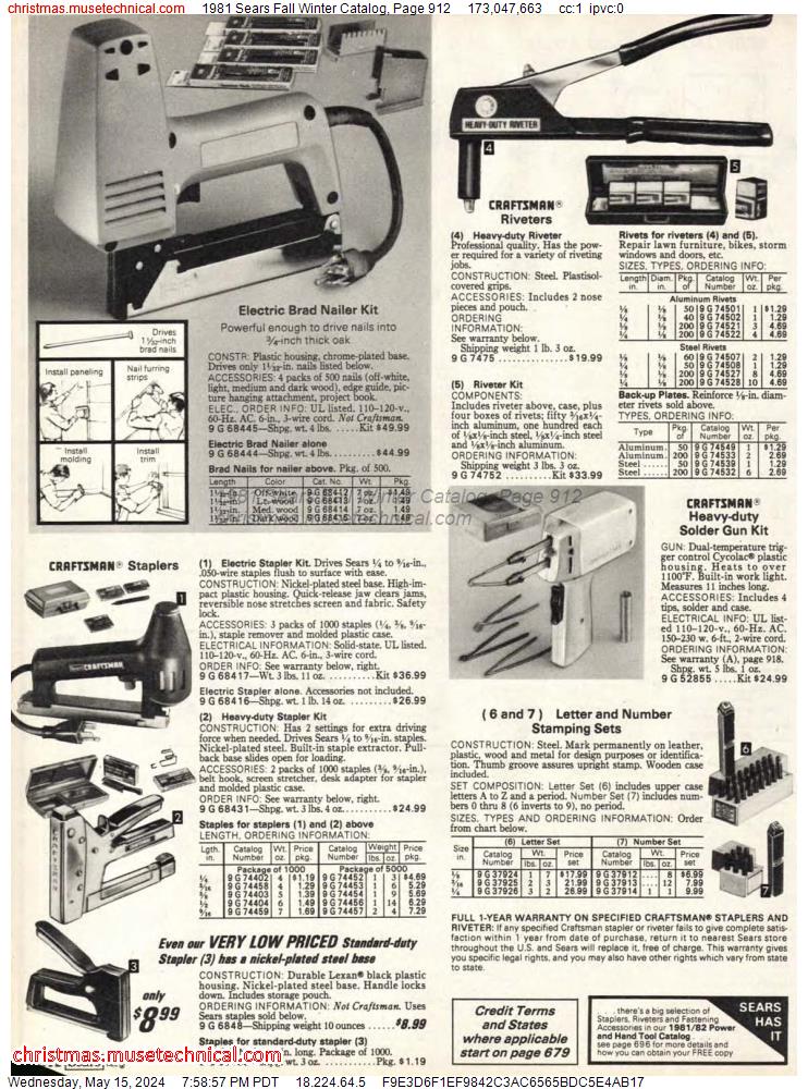 1981 Sears Fall Winter Catalog, Page 912