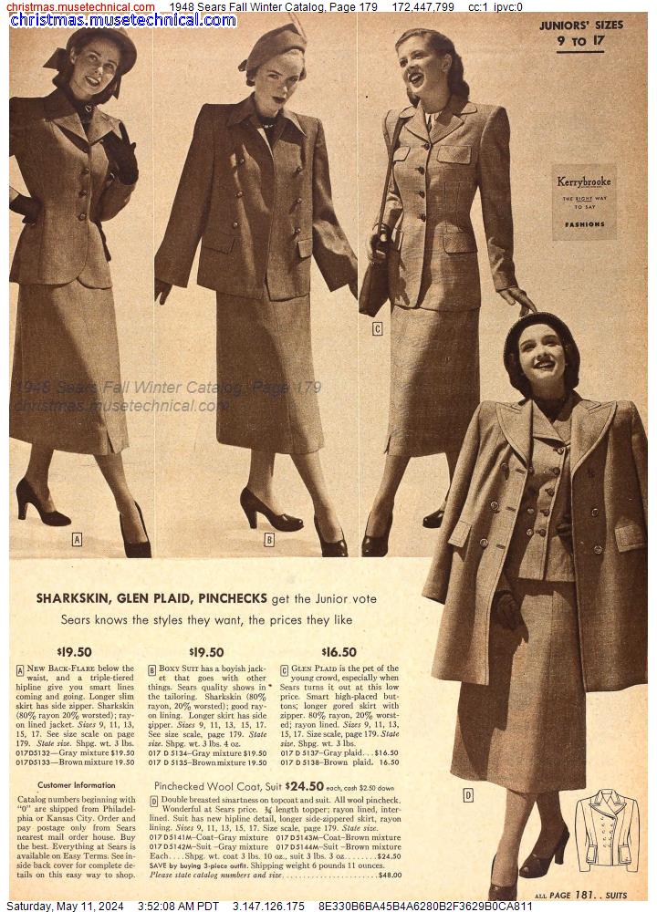 1948 Sears Fall Winter Catalog, Page 179
