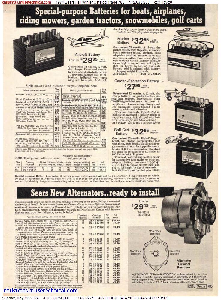 1974 Sears Fall Winter Catalog, Page 785