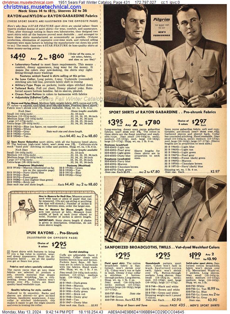 1951 Sears Fall Winter Catalog, Page 431