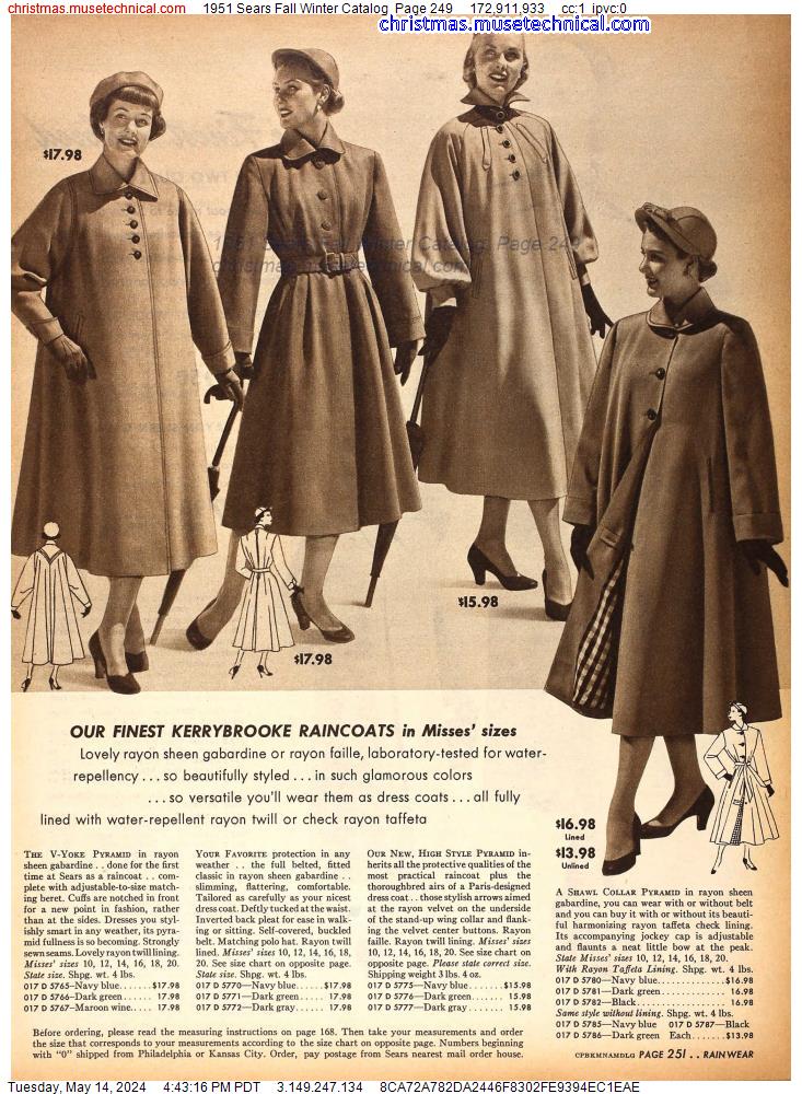 1951 Sears Fall Winter Catalog, Page 249