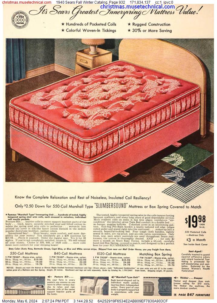 1940 Sears Fall Winter Catalog, Page 932