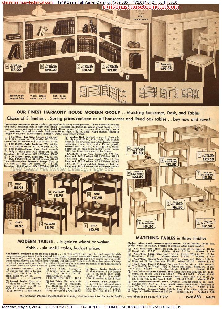 1949 Sears Fall Winter Catalog, Page 685