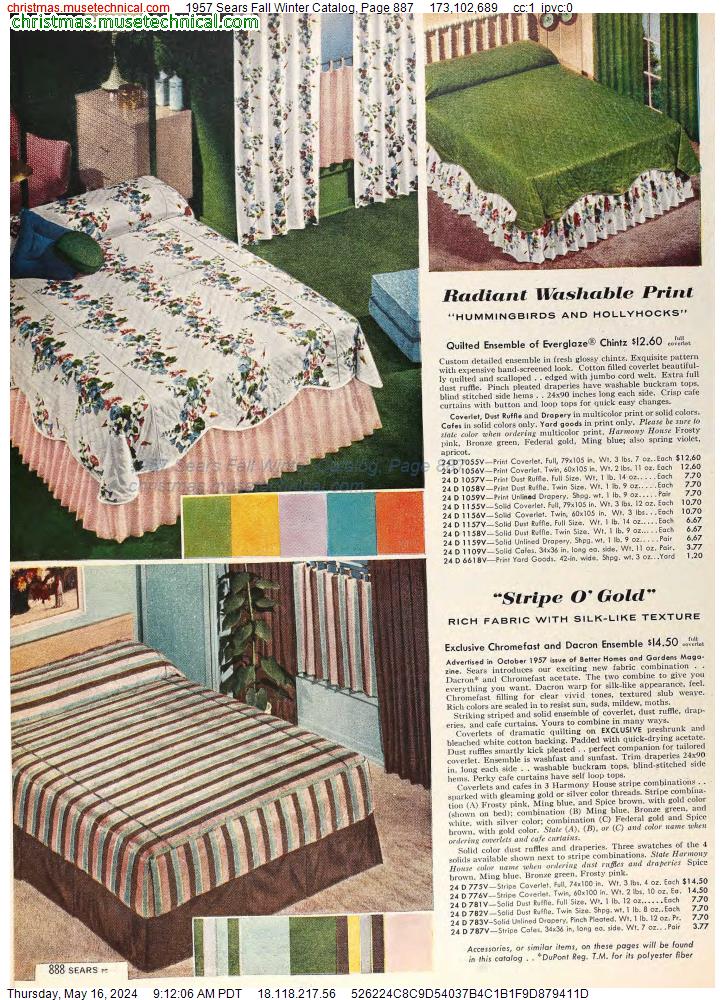 1957 Sears Fall Winter Catalog, Page 887