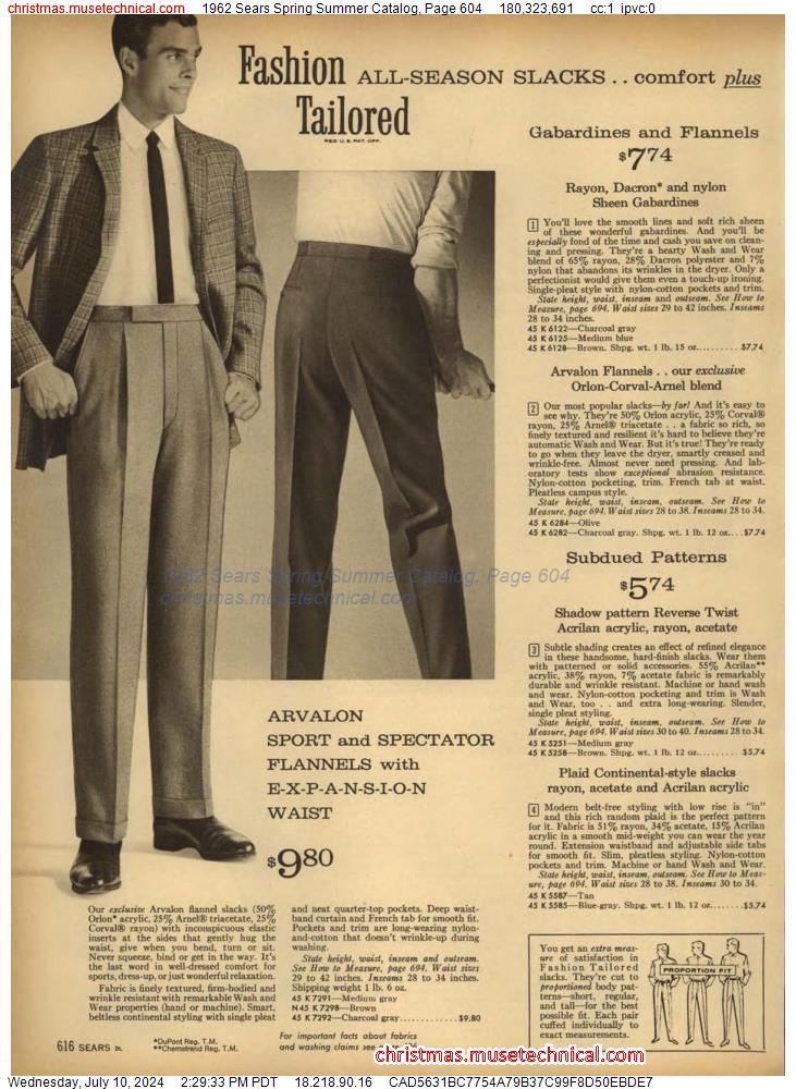 1962 Sears Spring Summer Catalog, Page 604