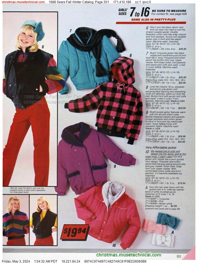 1986 Sears Fall Winter Catalog, Page 301