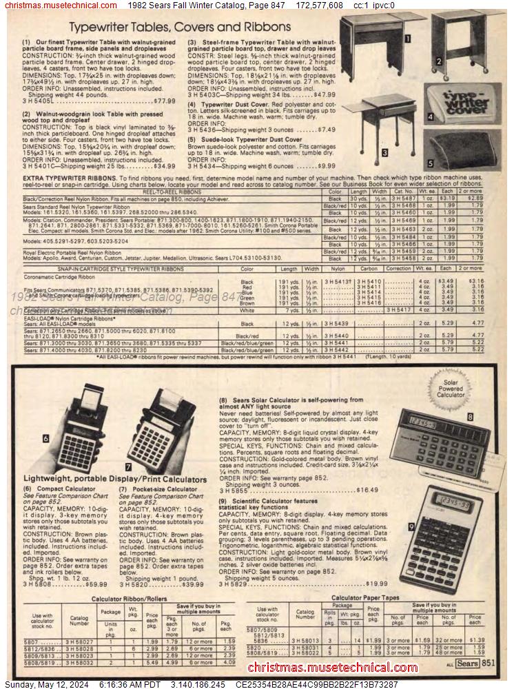 1982 Sears Fall Winter Catalog, Page 847